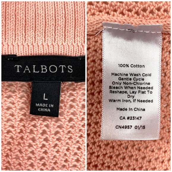 TALBOTS Mesh Open Front Cardigan in Pink - Picture 5 of 8